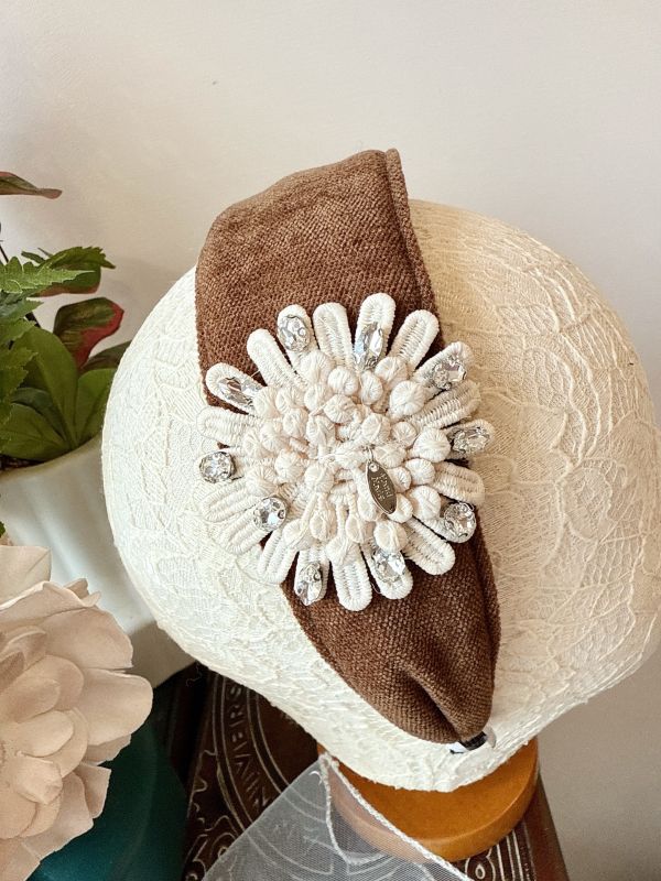 蕾絲花瓣復古厚棉寬版髮圈 