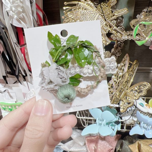 手工森林系雪紡花朵髮夾 
