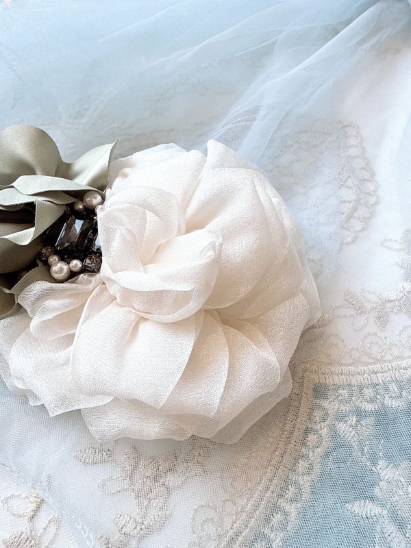 玉潔優雅雪紡花朵彈跳夾 