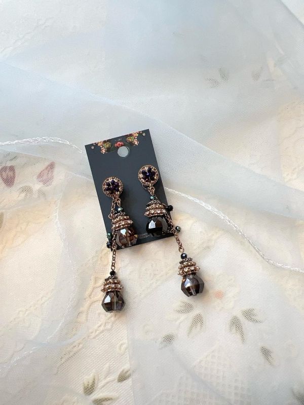 手工設計氣質水滴型水晶垂墜兩件式耳環 