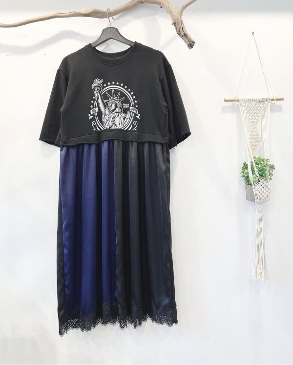 撞色個性拼接洋裝 