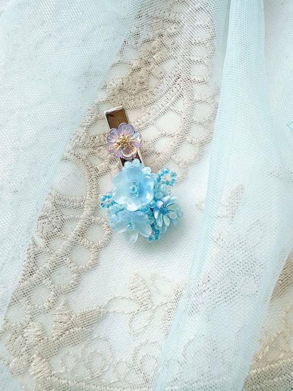 日系手工花小版髮夾 