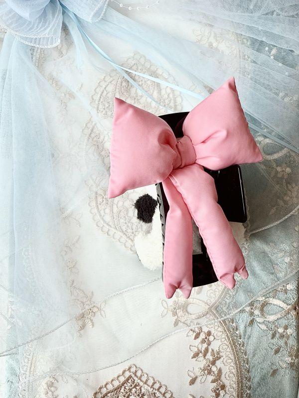 超可愛熊貓娃娃不對稱胖胖蝴蝶結抓夾 