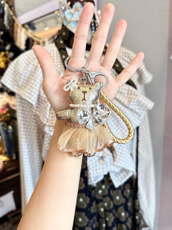 AB彩鑽華麗貴氣蓬蓬裙可愛小熊女孩吊飾掛墜 