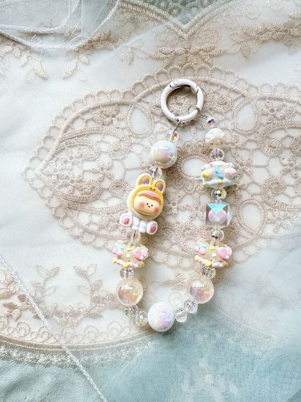 超可愛彩光串珠手機吊飾/掛墜 