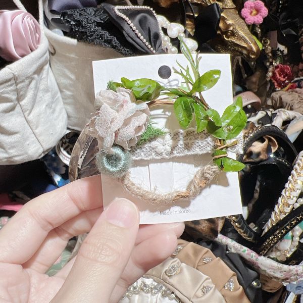 手工森林系雪紡花朵髮夾 