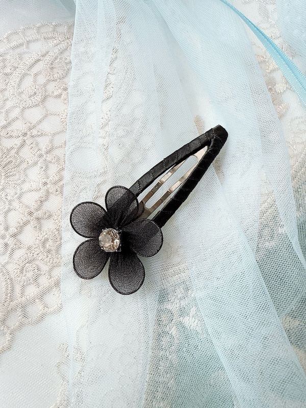 手工立體棉絲花自動髮夾啪啪夾 