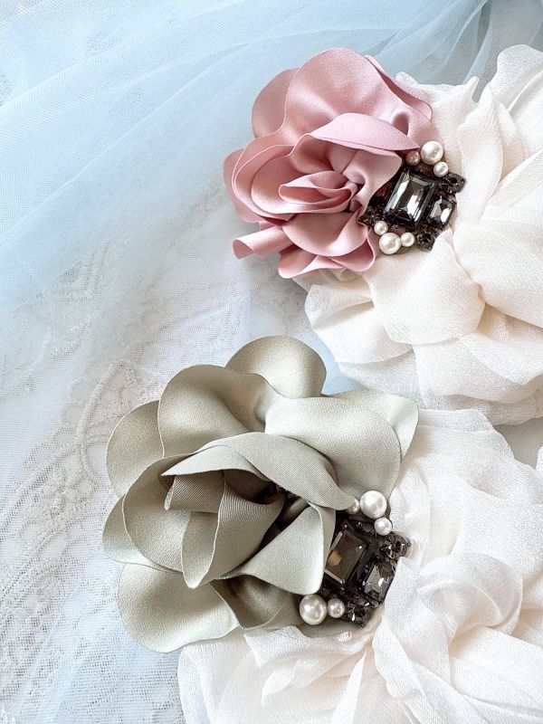 玉潔優雅雪紡花朵彈跳夾 