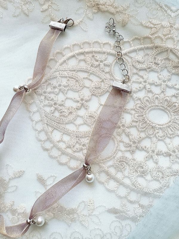 晚霞柔光雪紡垂墜愛心頸鏈短鏈 