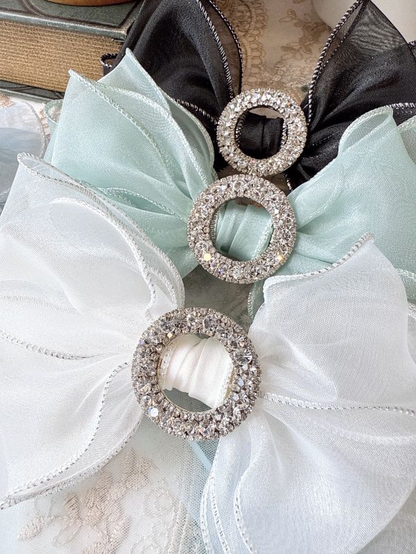 銀蔥雪紡華貴蝴蝶結髮夾 