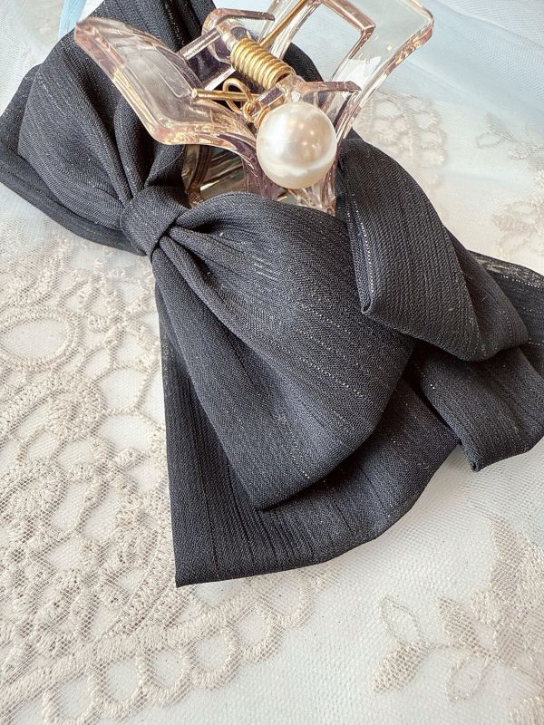 金蔥刷絲面蝴蝶結雪紡抓夾 