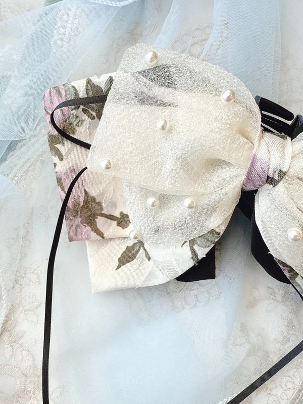 宮廷紫玫瑰黑色蝴蝶結公主抓夾 