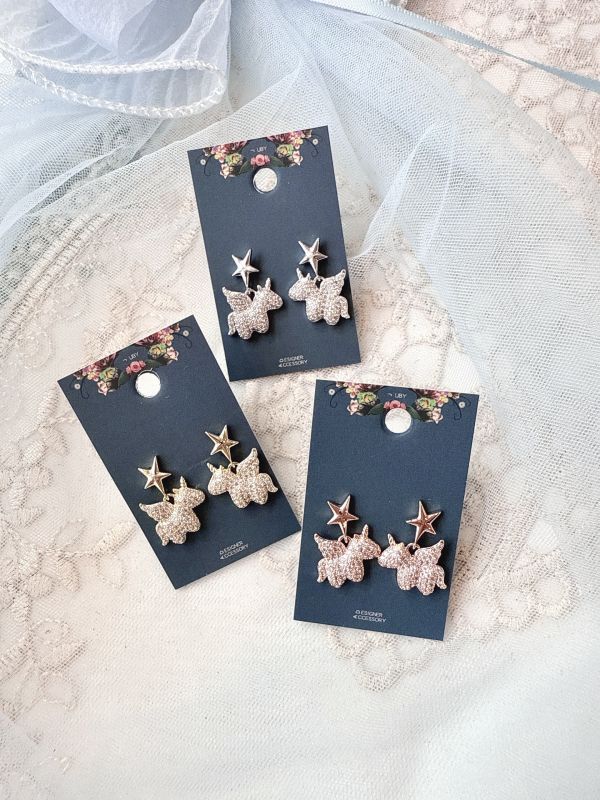 閃耀星獨角獸鋯石耳環 