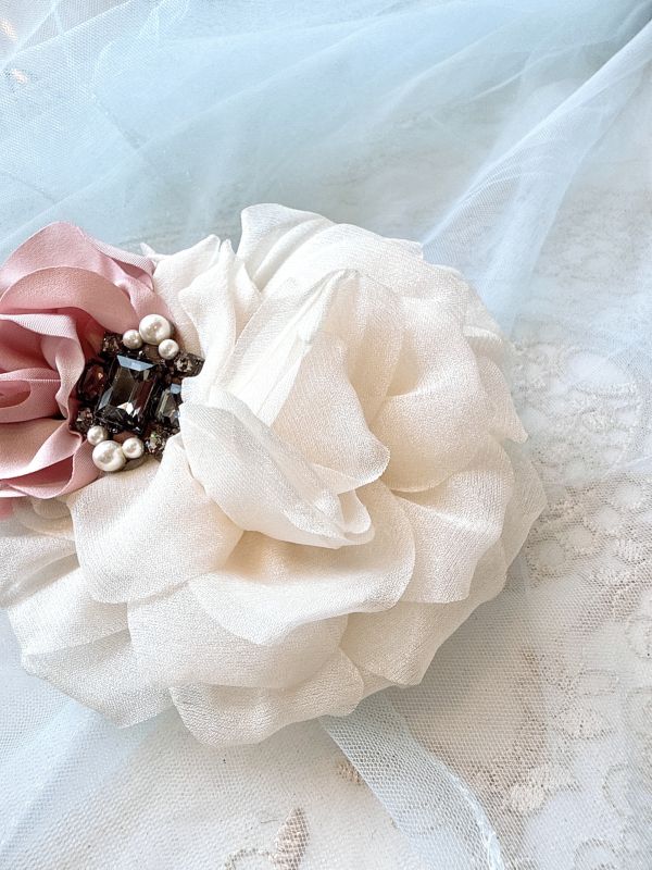 玉潔優雅雪紡花朵彈跳夾 