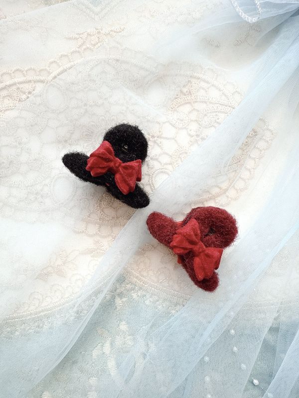 立體絨面蝴蝶結絨毛抓夾 