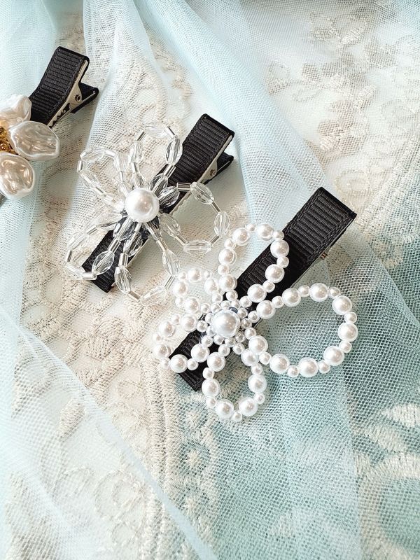 串珠花朵系列髮夾壓夾 