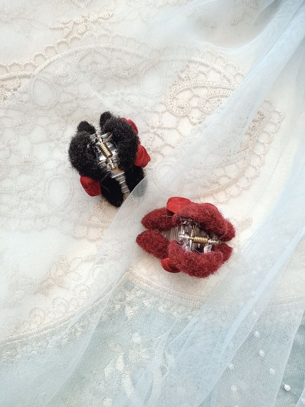 立體絨面蝴蝶結絨毛抓夾 