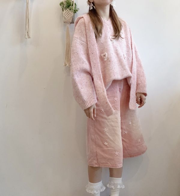 韓國手工混色可愛小熊針織上衣 