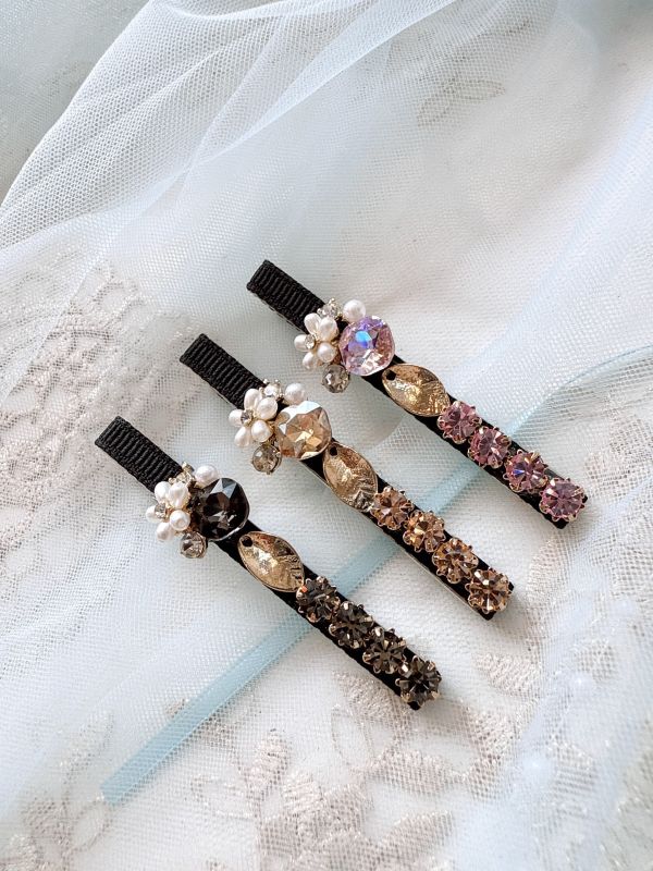 花夕水鑽手工壓夾 