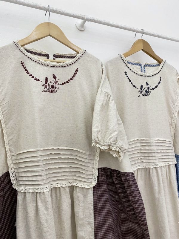 棉麻鄉村刺繡洋裝 
