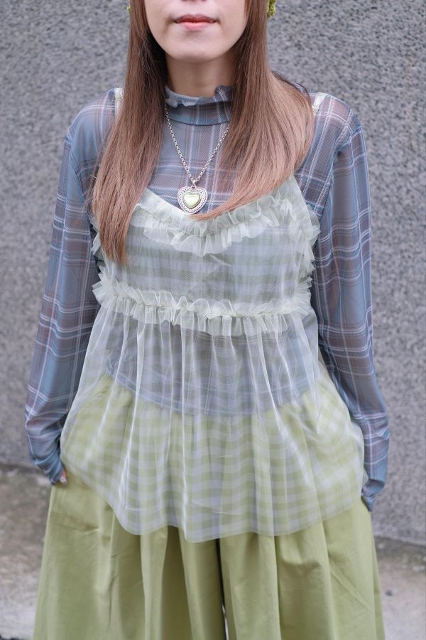 B25青春格紋紗背心 