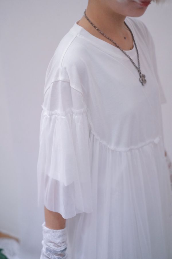 設計拼紗七分洋裝 