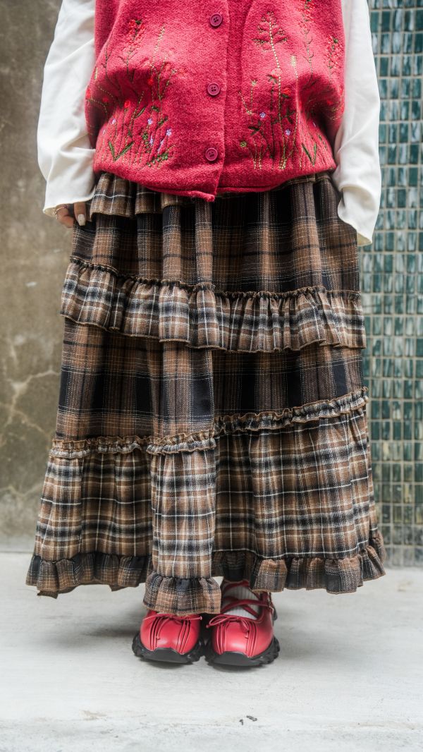 格紋蛋糕荷葉裙 