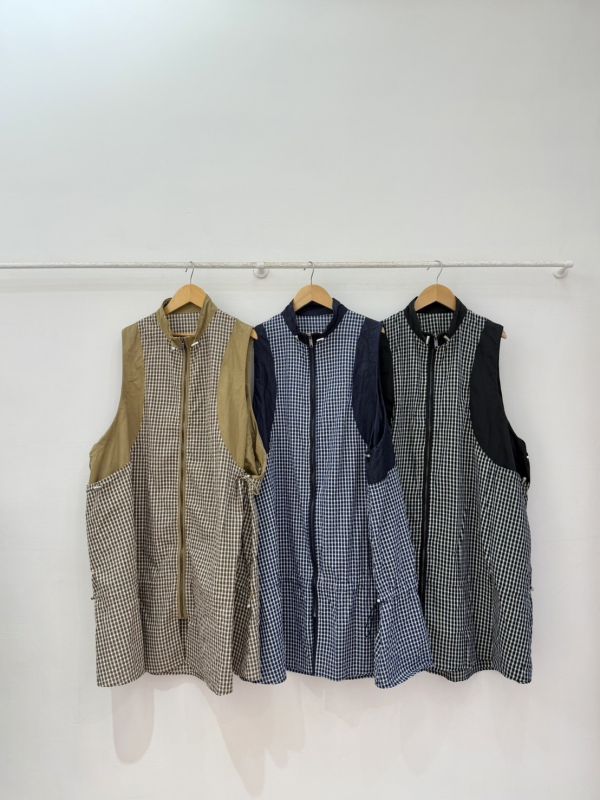 機能系格紋長版背心 