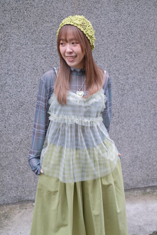 B03 格紋透膚內搭 