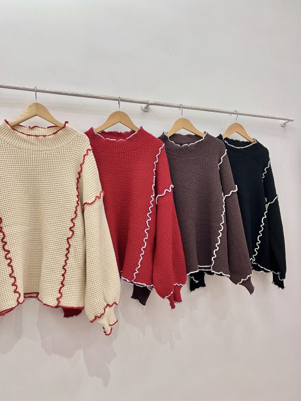 A11捲捲滾邊毛衣 