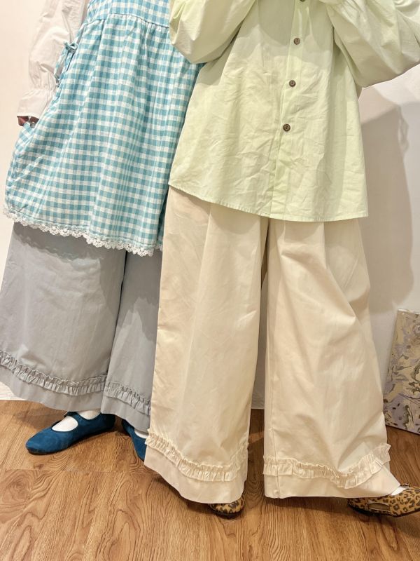 彩色拼盤荷葉褲 