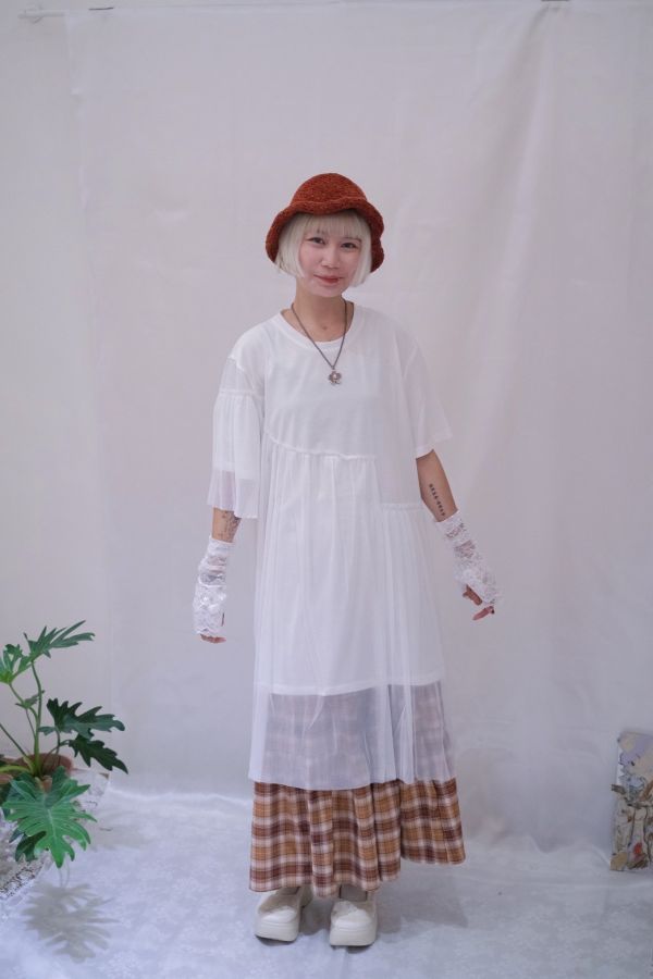 設計拼紗七分洋裝 