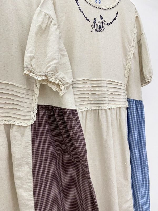 棉麻鄉村刺繡洋裝 
