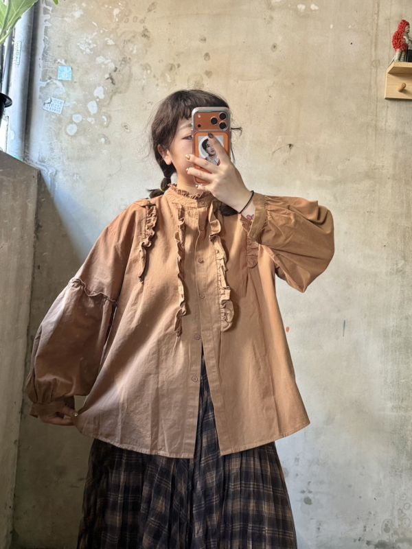 氣質少女荷葉上衣 