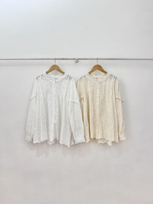 陽光普照荷葉棉麻上衣 