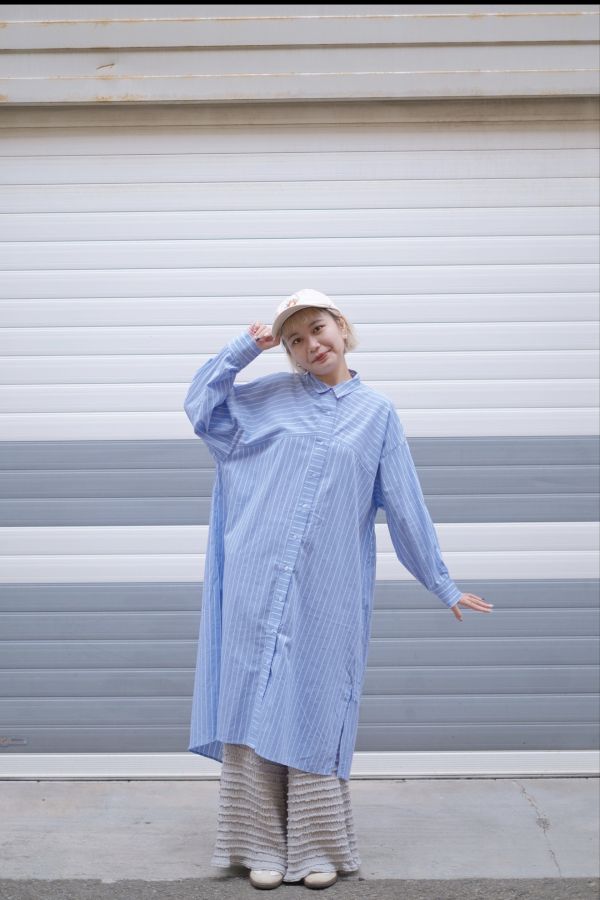 日系大人感條紋洋裝 