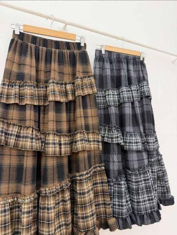格紋蛋糕荷葉裙 