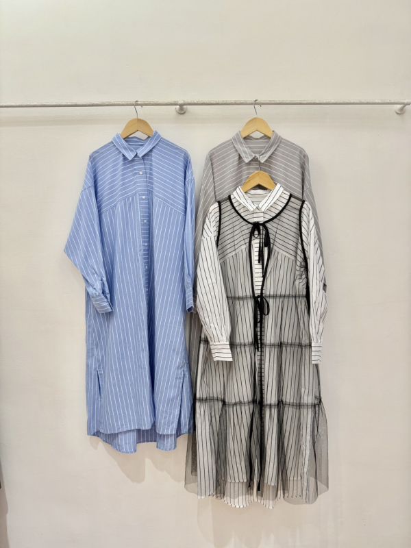 日系大人感條紋洋裝 