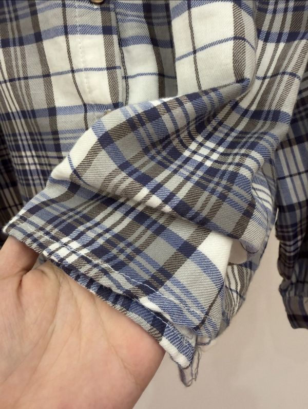 藍色格紋中山領上衣 