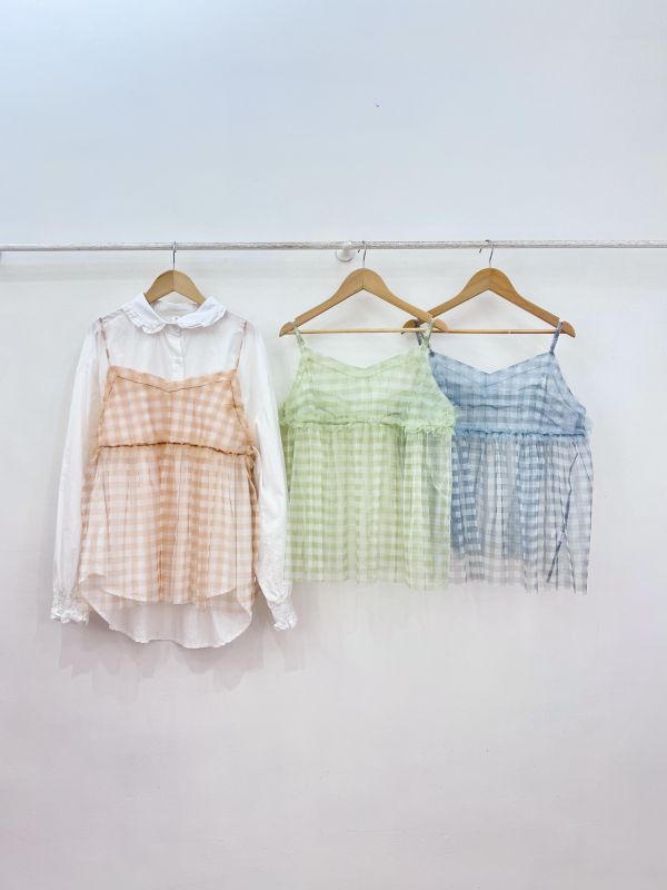 B25青春格紋紗背心 