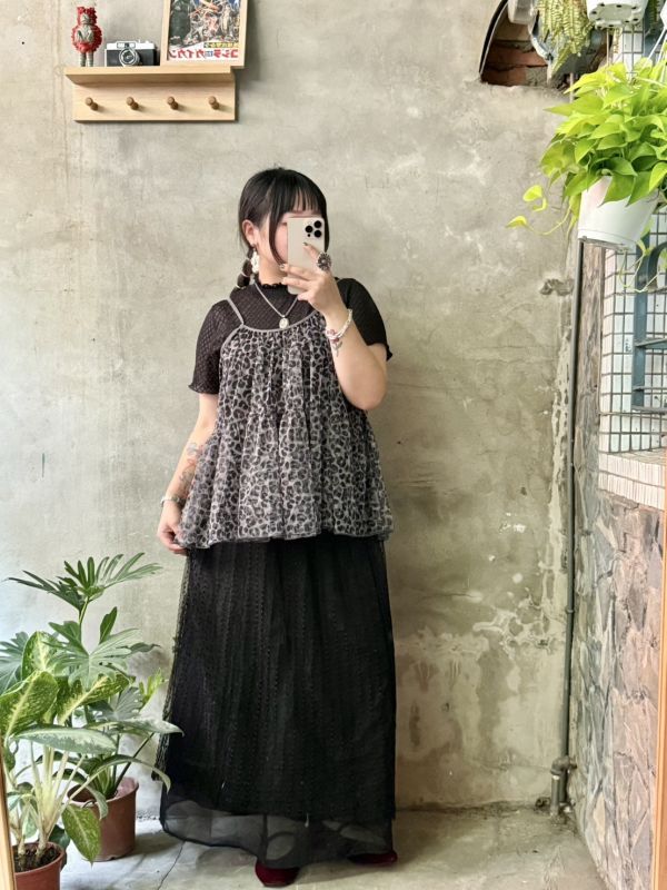 豹紋紗背心 