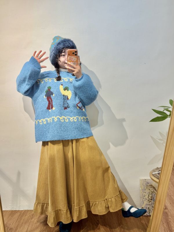 A16燈芯絨荷葉傘裙 