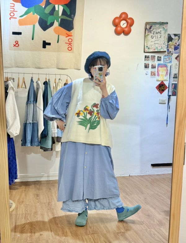 棉麻中山荷葉洋裝 