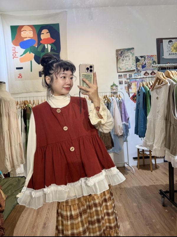 磨毛玫瑰花背心 