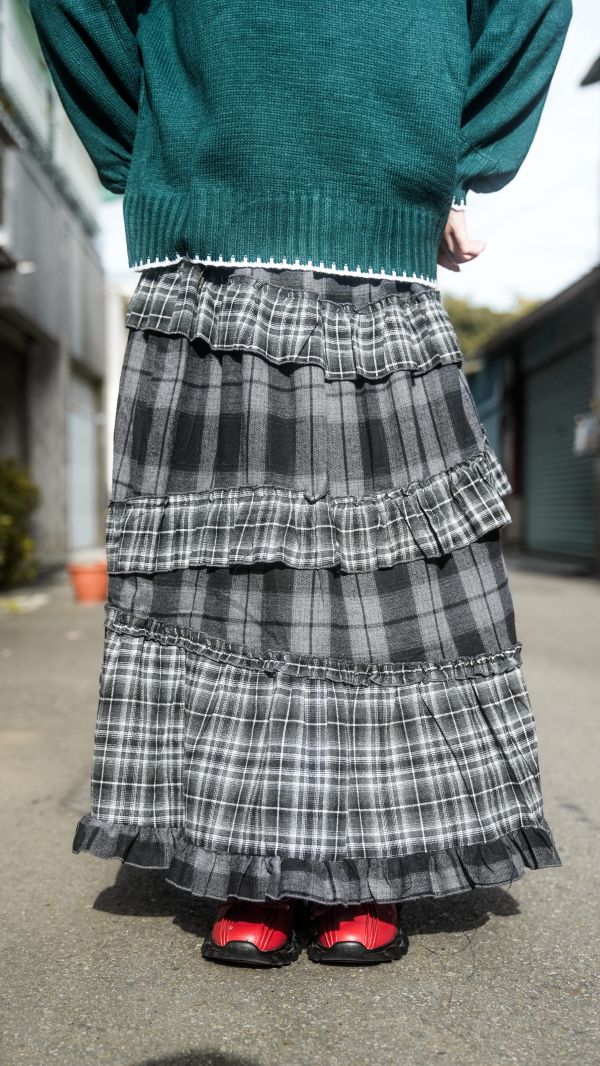格紋蛋糕荷葉裙 
