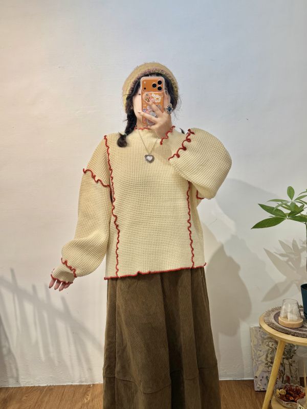 A11捲捲滾邊毛衣 