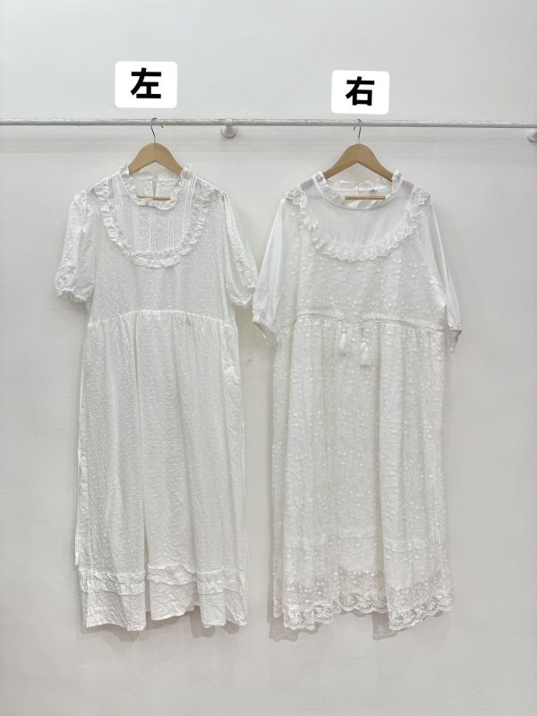 華麗刺繡白洋裝 