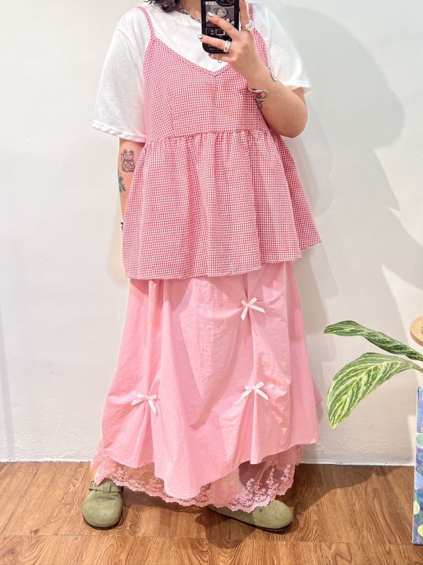 小蝴蝶結蕾絲下擺裙 