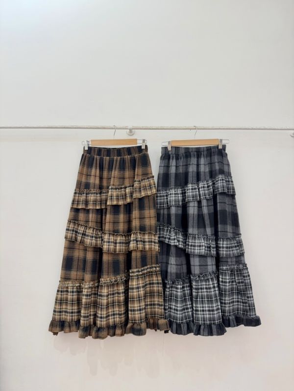 格紋蛋糕荷葉裙 