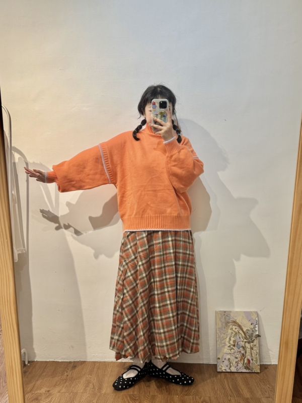 快樂轉圈格紋花苞裙 